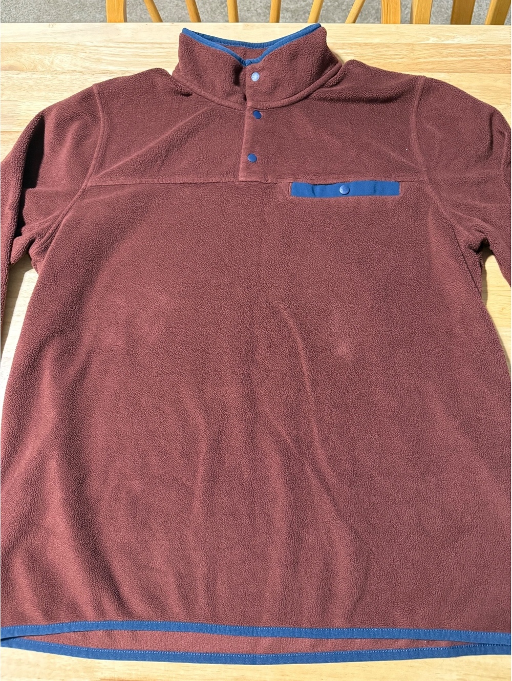 32 Degrees Heat Men’s Large Brown Fleece Snap Pullover Blue Accent